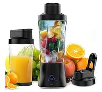 Blender Smoothie Maker, 650ML Portable Blender with 6 Blades - Rechargeable Juice Mixer Cup with To-Go Lids for Shakes, Smoothies and Frozen Fruit for Home Gym or Office (Transparent)