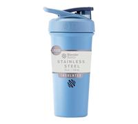BlenderBottle Strada Sleek Shaker Cup - Borraccia termica in acciaio inox con frusta, 708,7 g, colore: blu polvere