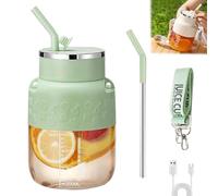 Blendgo 800 - Portable Blender, Blender with Straw and Crossbody Strap, with 28oz Cup, Lid, Type-C USB Rechargeable, for Smoothies Bottle, Juices and Shakes (Green)