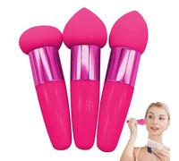 Blending Sponge - 3PCS Soft Makeup Sponges Foundation Puff with Handles, Blender Makeup Sponge | Dry & Wet Use Makeup Sponge Set, Travel Cosmetic Tool Foundation Sponge for Foundation Concealer Blush