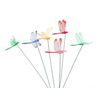 BlesConi 10 paletti 3D a forma di libellula per giardino, ala mobile in PVC, decorazione per esterni attivata dal vento, per vasi di fiori e prato