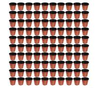 BlesConi 100 vasi da fiori rotondi in plastica bicolore rosso nero con base perforata, controllo dell'umidità, design a parete sottile, per vivaio, erbe, piante grasse, giardino, serra (110#)