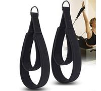 BlesConi 2 cinghie per yoga e pilates, a doppio anello, per piedi e mani, con bottoni a pressione anticorrosivi, colore nero