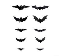 BlesConi Adesivi da parete 3D in PVC con luci a LED per Halloween, decorazione spettrale per interni ed esterni (12 pezzi)