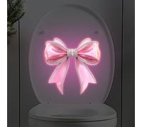 BlesConi Adesivo per WC con fiocco rosa che si illumina al buio, impermeabile, decalcomania da parete per il bagno, decorazione creativa e luminosa per la casa