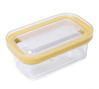 BlesConi Burriera con coperchio ermetico e affettatrice integrata, contenitore in plastica PP trasparente per burro da 280 g, utensile da cucina (giallo)