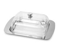 BlesConi Burriera in acciaio inox con coperchio in plastica trasparente e acciaio inox, per conservare e servire la cucina (coperchio trasparente)