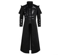 BlesConi Cappotto da uomo vittoriano steampunk gotico assassino pirata costume giacca cappotto nero grigio (5XL nero)