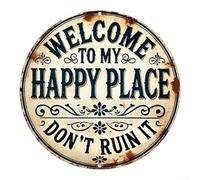 BlesConi Cartello di benvenuto rotondo in metallo, 20 x 20 cm, resistente alle intemperie, in alluminio, da appendere alla parete, per interni ed esterni