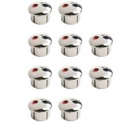 BlesConi Confezione da 10 dischi indicatori per maniglia del rubinetto del bagno, etichette per temperatura dell'acqua calda e fredda, con coperture blu rosse da 6,7 mm (argento)