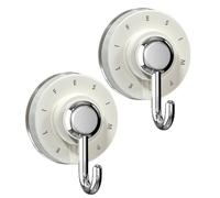 BlesConi Confezione da 2 ganci a ventosa, rotanti a 360°, ganci adesivi sottovuoto, senza fori, per bagno e cucina (bianco)