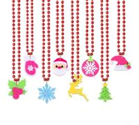 BlesConi Confezione da 8 collane di perline fluorescenti natalizie, multicolore, decorazione per feste per albero, finestra, porta