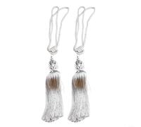 BlesConi Coppia di fermatende decorativi con corda lunga regolabile e nappa, per interni di casa, design europeo (grigio)
