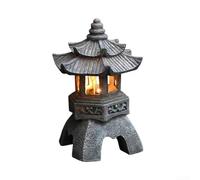 BlesConi Lanterna a forma di pagoda in resina ad energia solare, statua zen da giardino, resistente alle intemperie, luce decorativa per esterni (sopra)