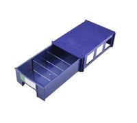 BlesConi Organizer per attrezzi in plastica impilabile per ferramenta, artigianato, cucito, 1 pezzo, cassetti trasparenti (blu)