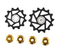 BlesConi Ruote per deragliatore posteriore strette e larghe 12T + 14T per cuscinetti in ceramica per SRAM AXS, set puleggia per bici a 9 10 11 velocità (oro)