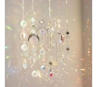 BlesConi Scacciapensieri in cristallo, 43 cm, con luna bianca, acchiappasole dal suono delicato, decorazione per la casa, giardino, patio, interni, anniversario di matrimonio (A01 argento)