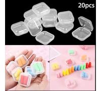 BlesConi Scatola portaoggetti per gioielli, tappi per orecchie, pillole, in plastica PP trasparente, contenitore quadrato piccolo con coperchio, 3,5 cm, confezione da 20