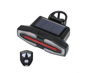 BlesConi Segnale di direzione per bicicletta a ricarica solare, con telecomando wireless e per clacson, luce di sicurezza a LED multi-modalità per ciclismo urbano (A)