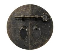 BlesConi Serratura rotonda in rame con fibbia in ferro, per porta dell'armadio, cassetto, stile tradizionale cinese, 10 x 10 cm, bronzo