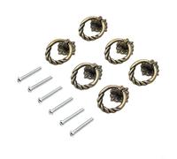 BlesConi Set di 6 pomelli in lega di zinco, stile retrò, vintage, con anelli a goccia, per cassetti, porte, credenze, comò, con viti incluse