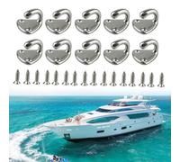 BlesConi Set di ganci per telone in acciaio inox 316 con viti, fissaggio a rete resistente alla corrosione, per rimorchi, barche, roulotte, cromati, 10 pezzi