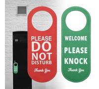 BlesConi Targhetta da porta in pelle con scritta "Do Not Disturb Please Knock", per hotel, ufficio, sala riunioni, nero/verde (rosso + verde)