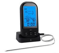 BlesConi Termometro per carne senza fili per barbecue, sonda digitale con 8 preset, timer e display remoto da 100 m