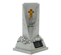 BlesConi Vaso classico a forma di tomba a forma di angelo, in resina resistente, vaso da fiori per cimitero, decorazione per tombe, ornamento da giardino, grigio (A)