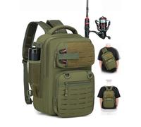 BlesMaller Zaino da pesca 2 in 1 con porta canna, piccola borsa tattica, 25 l, borsa a tracolla militare, per pesca, escursionismo (23 x 20 x 37 cm)