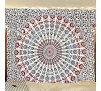 Bless International Arazzo da appendere alla parete o per biancheria da letto, stile hippie indiano, bohémien, psichedelico, pavone, mandala (floreale oro, king size, 225 x 265 cm)
