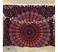 Bless International, Arazzo da parete indiano, stile hippie, bohémien, pavone, mandala, arazzo