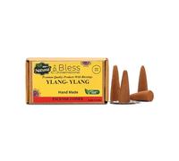 Bless International YLANG-YLANG 100%-Natural-Incense-Cones Handmade-Hand-Dipped Organic-Chemicals-Free for-Purification-Relaxation-Positivity-Yoga-Meditation The-Best-scents (10 Count)