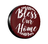 Bless Our Home On Deep Red Copertura della Gomma Antipolvere Copertura per Ruota di Scorta Impermeabile Copricerchi per Truck Camion Rimorchi 14inch