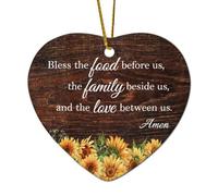 Bless The Food Before Us, The Family Beside Us, And The Love Between Us, Amen - Cuore in ceramica per albero di Natale, decorazione da appendere all'albero di Natale, citazioni divertenti, ornamento