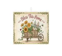 Bless This Home - Tappetino scolapiatti per bancone della cucina, tappetino assorbente per scolapiatti da giardino, tappetino in microfibra primaverile per scolapiatti per decorazione della cucina