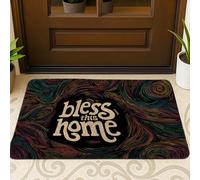 Bless This Home, Zerbino con motivo a vortice colorato, per interni e esterni, decorativo moderno, tappetino di benvenuto antiscivolo, facile da pulire, 73 x 43 cm