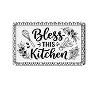 Bless This - Tappetino scolapiatti da cucina per bancone della cucina, tappetino scolapiatti in gomma assorbente con motivo floreale nero, decorazione moderna ed elegante, 30,5 x 50,8 cm
