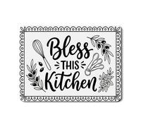 Bless This - Tappetino scolapiatti da cucina per bancone della cucina, tappetino scolapiatti in gomma assorbente con motivo floreale nero, decorazione moderna ed elegante, 45,7 x 61 cm