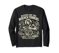 Blessed Are The Wrench Turners Biker Meccanico Maglia a Manica