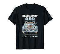 Blessed By God for 12 Anno Vecchio Auto Vintage 12 ° Compleanno Ragazzo Maglietta