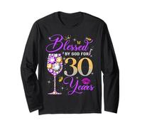 Blessed by God for 30 Years Old Women 30th Birthday Queen Maglia a Manica