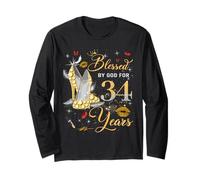 Blessed by God for 34 Years Old Women 34th Birthday Queen Maglia a Manica