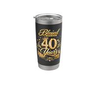 Blessed by God for 40 Years Old Women 40th Birthday Queen Bicchiere termico in acciaio inox doppia parete