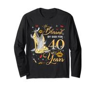 Blessed by God for 40 Years Old Women 40th Birthday Queen Maglia a Manica