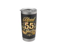 Blessed by God for 55 Years Old Women 55th Birthday Queen Bicchiere termico in acciaio inox doppia parete