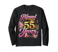 Blessed by God for 55 Years Old Women 55th Birthday Queen Maglia a Manica