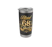 Blessed by God for 68 Years Old Women 68th Birthday Queen Bicchiere termico in acciaio inox doppia parete