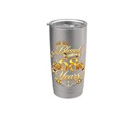 Blessed by God for 68 Years Old Women 68th Birthday Queen Bicchiere termico in acciaio inox doppia parete
