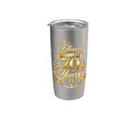 Blessed by God for 70 Years Old Women 70th Birthday Queen Bicchiere termico in acciaio inox doppia parete